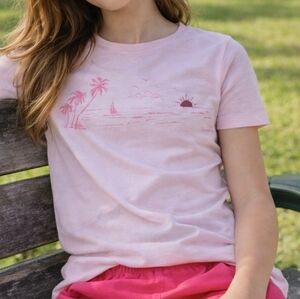 Crewcuts Pink Sunset Graphic T-Shirt XL (12–14) Coastal Beachy Clean Girl Soft N